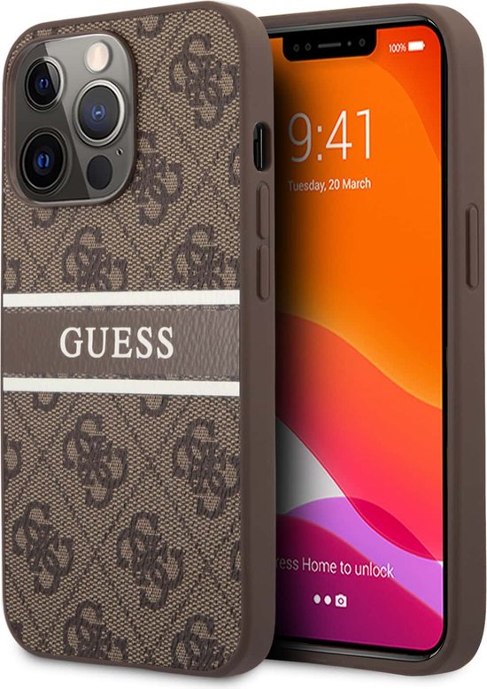 Guess hoesje voor iPhone 13 Pro Max - Hardcase Backcover - 4G - Brown  Stripe - Bruin | bol.com