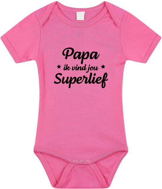 Papa super doux texte bébé barboteuse rose filles - Cadeau maternité / Cadeau Vaderdag - Vêtements de bébé 56 (1-2 mois)