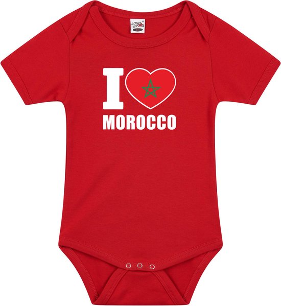 I love Morocco baby barboteuse rouge garçons et filles - Cadeau de maternité - Vêtements de bébé - Barboteuse pays Maroc 80 (9-12 mois)