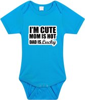 Cute hot lucky tekst baby rompertje blauwe jongens - Kraamcadeau - Babykleding 56