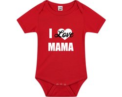 I love mama tekst baby rompertje rood jongens en meisjes - Kraamcadeau/ Moederdag cadeau - Babykleding 68
