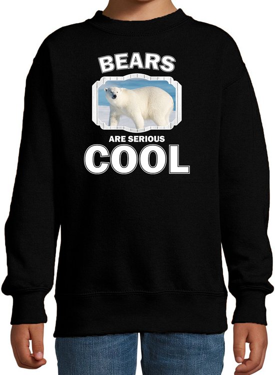 Dieren ijsberen sweater zwart kinderen - bears are serious cool trui jongens/ meisjes - cadeau grote ijsbeer/ ijsberen liefhebber - kinderkleding / kleding 170/176