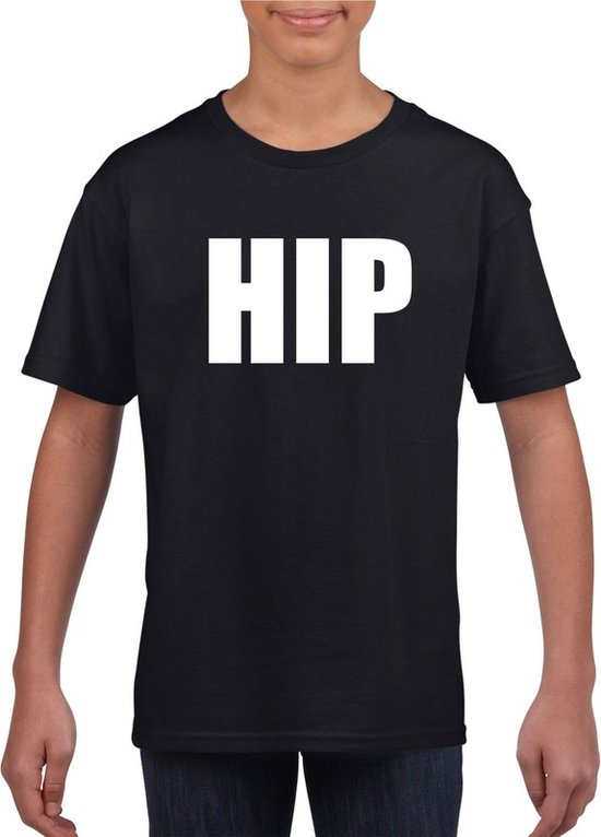 Hip tekst t-shirt zwart kinderen 158/164