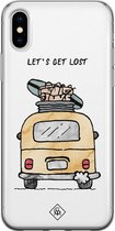 Casimoda® hoesje - Geschikt voor iPhone Xs - Let's Get Lost - Siliconen/TPU telefoonhoesje - Backcover - Tekst - Roze