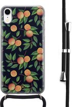 Casimoda® hoesje met koord - Geschikt voor iPhone XR - Fruit / Sinaasappel - Afneembaar koord - Siliconen/TPU - Multi