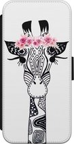 Casimoda® bookcase - Geschikt voor iPhone 8 - Hoesje met pasjeshouder - Giraffe - Zwart - Kunstleer