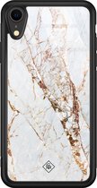 Casimoda® hoesje - Geschikt voor iPhone XR - Marmer Goud - Luxe Hard Case Zwart - Backcover telefoonhoesje - Goudkleurig