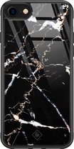 Casimoda® hoesje - Geschikt voor iPhone 8 - Marmer Zwart - Luxe Hard Case Zwart - Backcover telefoonhoesje - Zwart