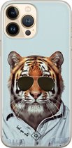 Casimoda® hoesje - Geschikt voor iPhone 13 Pro Max - Tijger Wild - Siliconen/TPU telefoonhoesje - Backcover - Tijger - Blauw