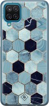 Casimoda® hoesje - Geschikt voor Samsung A12 - Blue Cubes - Backcover - Siliconen/TPU - Blauw