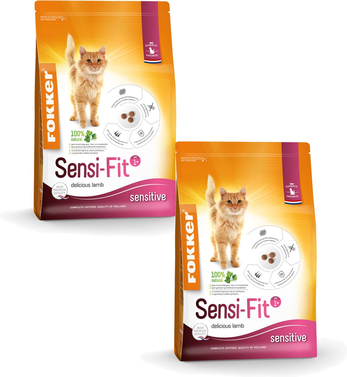 Fokker Fokker Cat Sensi-Fit Lam - Kattenvoer - 2 x 2.5 kg