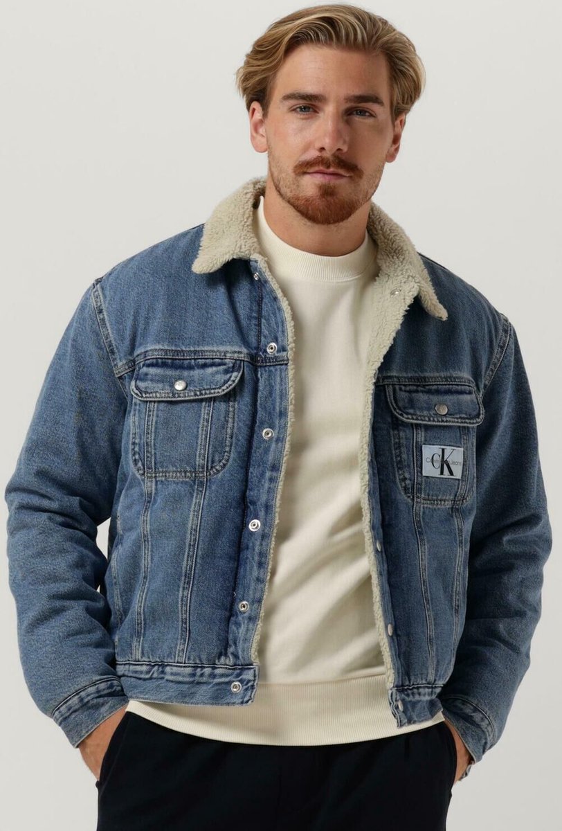 Calvin Klein Regular 90s Sherpa Denim Jacket Jassen - Blauw | bol