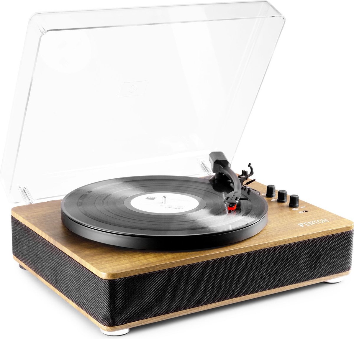 Platenspeler Bluetooth (in/uit) - Fenton RP162LW - retro platenspeler met speakers (stereo) en mp3 speler - Hout (Lightwood)