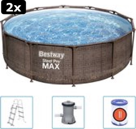 2x Bestway Steel Pro MAX zwembad - 366 x 100 cm (Rotan) | bol.com