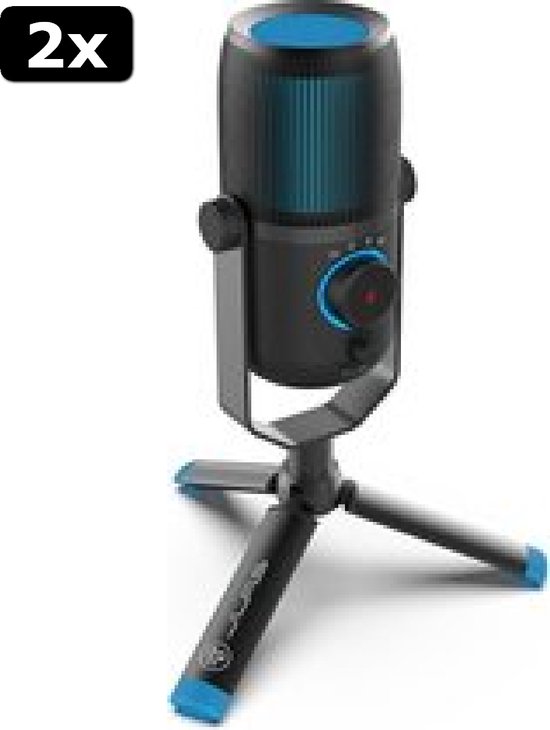 2x JLab Audio Talk – USB Microfoon – Professionele Streaming, Gaming, Podcasts & vlogs – 96 kHz – 4 directionele opnamepatronen – 2 condensatoren