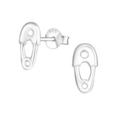 Joy|S - Zilveren veiligheidsspeld oorbellen - 5 x 10 mm - zilver - oorknoppen
