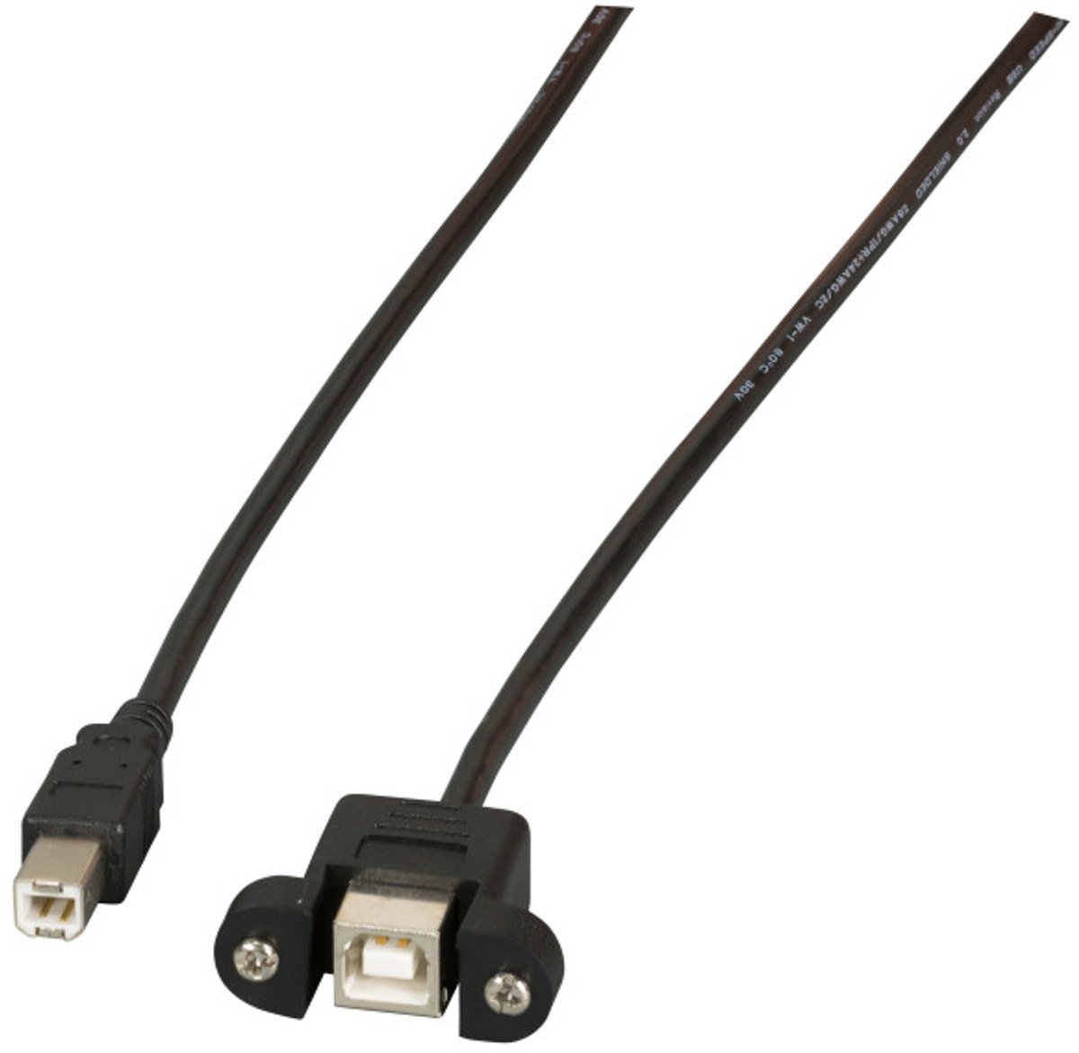 EFB Elektronik USB-kabel USB 2.0 USB-B stekker, USB-B bus 1.00 m Zwart Schroefbaar