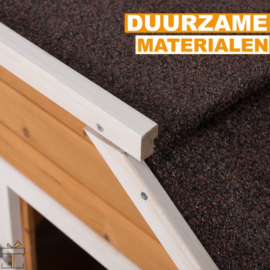 Happyment Houten Konijnenhok - Konijnenren voor binnen & buiten - 2 Verdiepingen - Black friday - Kerstcadeau