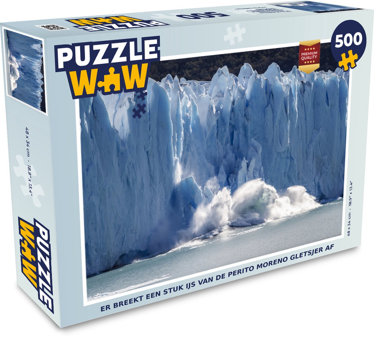 Puzzel Er breekt een stuk ijs van de Perito Moreno gletsjer af - Legpuzzel - Puzzel 500 stukjes