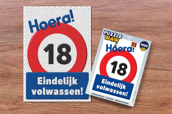 Puzzle Anniversaire - 18 Ans - Panneau De Signalisation - Puzzle - Puzzle 1000 Pièces Adultes