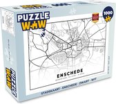 Puzzel Stadskaart - Enschede - Zwart - Wit - Legpuzzel - Puzzel 1000 stukjes volwassenen - Plattegrond
