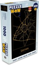 Puzzel Kaart - Leuven - België - Goud - Zwart - Legpuzzel - Puzzel 1000 stukjes volwassenen