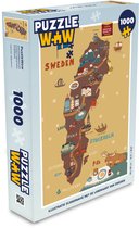 Puzzle Illustration Scandinavie avec la carte de la Suède - Puzzle - Puzzle 1000 pièces adultes