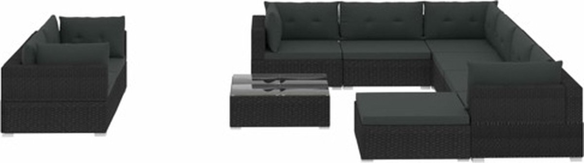 Vidaxl Tuin Loungeset Zwart Tuinbank