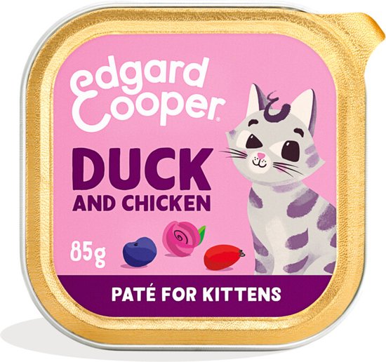 16x Edgard & Cooper Kattenvoer Kitten Pate Eend – Kip 85 gr