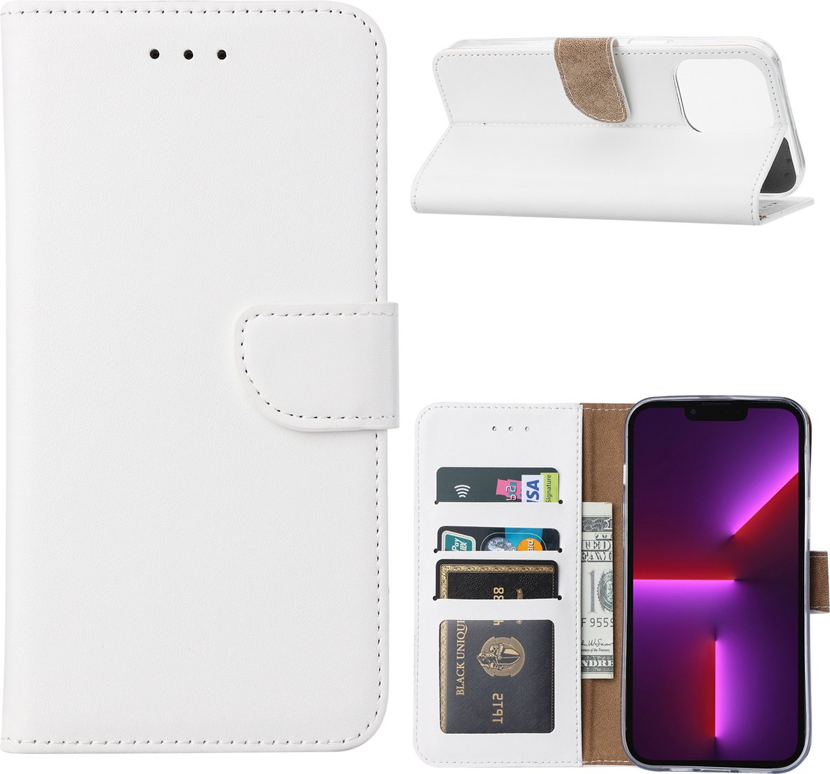 Hoesje Geschikt voor iPhone 14 Pro portemonnee Bookcase – Wit
