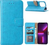 Hoesje Geschikt voor iPhone 14 Plus portemonnee Bookcase – Blauw