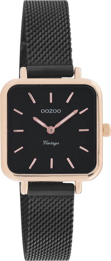 OOZOO Vintage series - rosé goudkleurige horloge met rosé goudkleurige metalen mesh armband - C20265