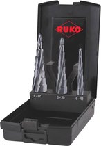 RUKO 101087PRO Jeu de forets étagés 3 pièces 6 - 12 mm, 6 - 20 mm, 6 - 27 mm HSS 3 queue plate 1 jeu(x)