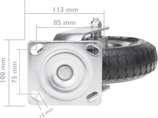 Roue pivotante de brouette pneumatique 2-pack 136 Kg 10x3,5