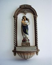 Sculptuur - 44 cm hoog - Maria van Lourdes - wijwaterbak