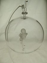 Glasdecoratie - hanger - 10 cm rond - glasbol - mondgeblazen - kerstbal - baby