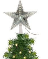 Lichtgevende kerstboom piek 23 cm koel wit / knipperlicht functie