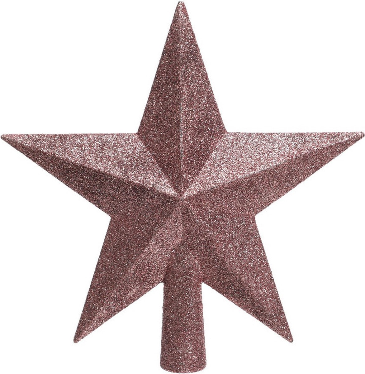 Decoris kerstboom piek - 1x - ster vorm - oudroze - glitter - 19 cm - kunststof - kerstpiek – foto 2