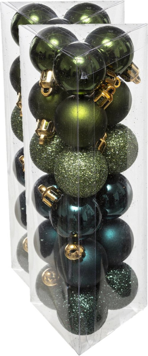36x stuks kerstballen groen glans en mat kunststof diameter 3 cm - Kerstboom versiering
