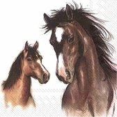 40x Serviettes 3 épaisseurs colorées chevaux 33 x 33 cm - Thème Paarden/ animal