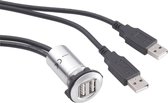 TRU COMPONENTS USB-06 Dubbele USB-inbouwbus 2.0 2x USB-bus type A naar 2x USB-stekker type A met 60 cm kabel Inhoud: 1