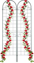 Relaxdays plantenklimrek - set van 2 - plantensteun - trellis - 220x50 cm - ijzer - groen