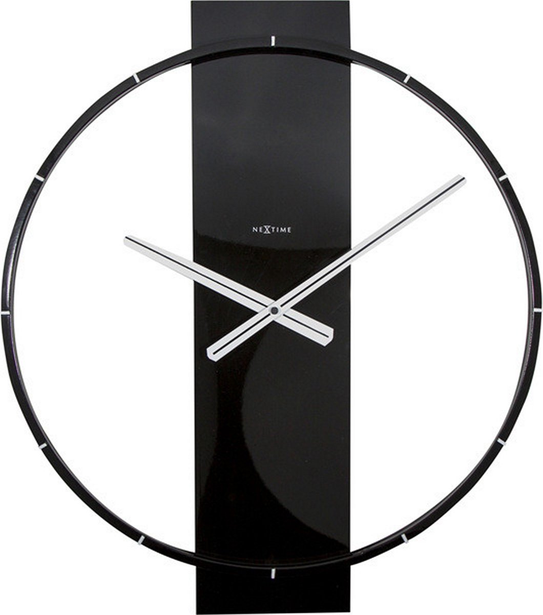 NeXtime NE-3195ZW Wandklok 50.8x58.2x4.3, Hout/Steel, Zwart