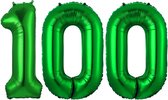 Ballon Cijfer 100 Jaar Groen Helium Ballonnen Verjaardag Versiering Cijfer Ballon Feest Versiering Met Rietje - 86Cm