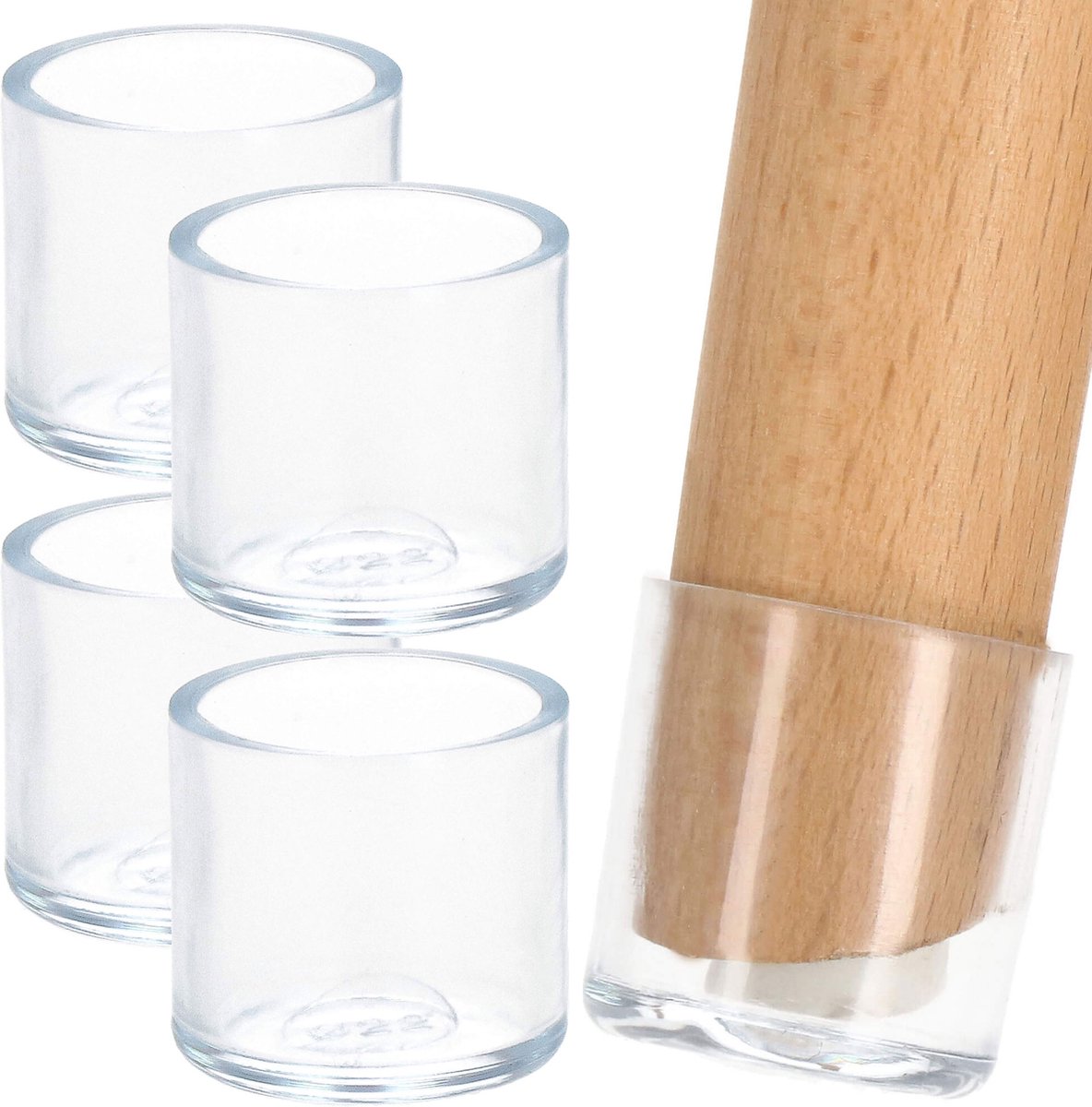 Springos Stoelpoot Beschermers | Stoelpootdoppen | Vloerbescherming | 4 stuks | 22 mm | Transparant