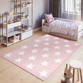 Tapiso Pinky Rug Pink Stars Tapis de chambre d'enfant Taille - 80x150