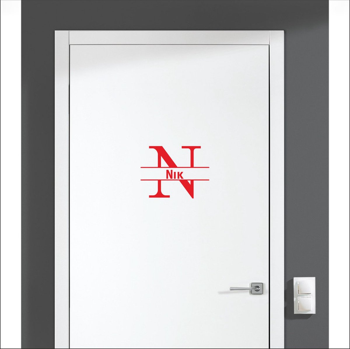 Deursticker Met Naam -  Nik - Rood