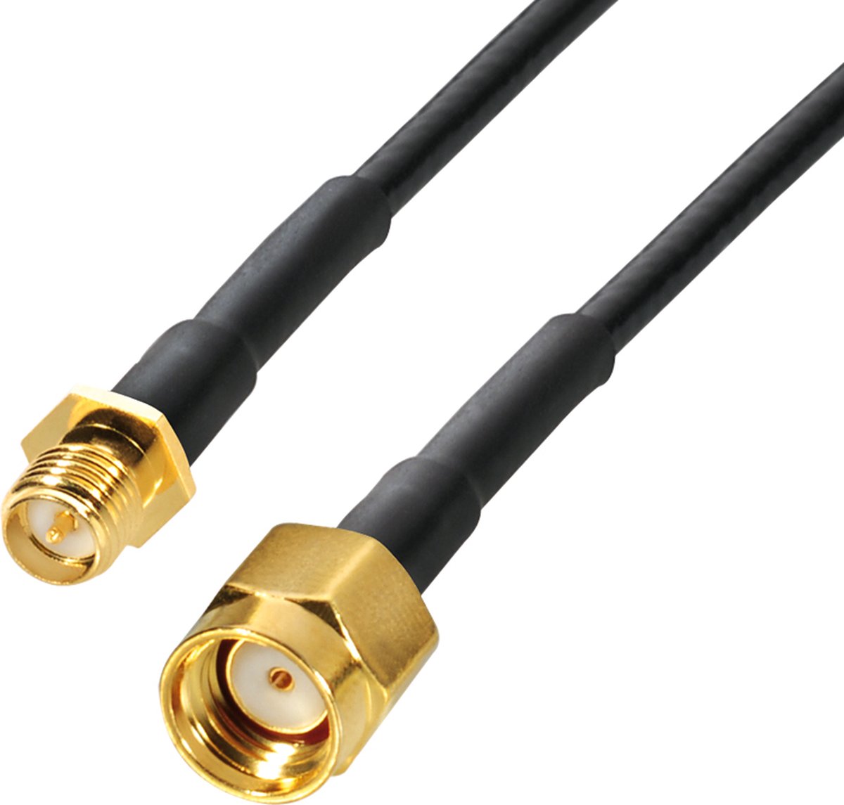 RP-SMA (m) - RP-SMA (v) verlengkabel - RG174 - 50 Ohm / zwart - 20 meter