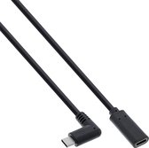 Premium USB-C haaks naar USB-C verlengkabel - USB3.2 (tot 10 Gbit/s) - PD tot 20V/3A / zwart - 0,50 meter