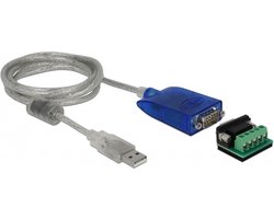 USB-A (m) naar 9-pins SUB-D met moeren (m) seriële RS422/RS485 adapter / FTDI chip / incl. terminal block / ESD protectie / overspanningsbeveiliging - 1,5 meter